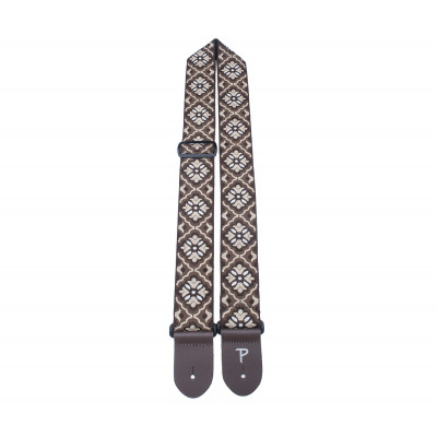Perri's TWS-7066 - Ремень для гитары, Серия JACQUARD, Материал: жаккард, с кожаными концами, Рисунок: геометрические цветы, Цвет: коричневый, Ширина р Perri's TWS-7066 - Ремень для гитары, Серия JACQUARD, Материал: жаккард, с кожаными концами, Рисунок: геометрические цветы, Цвет: коричневый, Ширина р