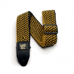 Ernie Ball 4147 гитарный ремень из полиэстера, чёрный с жёлтым Ernie Ball 4147 гитарный ремень из полиэстера, чёрный с жёлтым