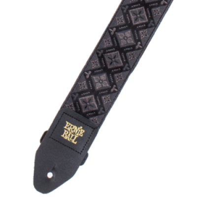 Ernie Ball 4093 Regal Black гитарный ремень, полипропилен, кожаные нашивки Ernie Ball 4093 Regal Black гитарный ремень, полипропилен, кожаные нашивки