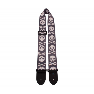 Perri's LPCP-7090 - Ремень для гитары, Серия: Polyester, Материал: полиэстер, Рисунок: пиксельный череп, Ширина ремня: 5 см, Длина: 99 - 147 см