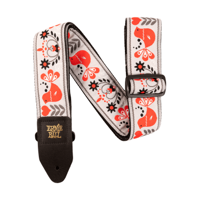 Ernie Ball 4689 - Ремень для гитары, с кожаными концами, Серия CLASSIC JACQUARD STRAPS, Материал: жаккард, Рисунок: Red Bird Winter, Цвет: , Ширина Ernie Ball 4689 - Ремень для гитары, с кожаными концами, Серия CLASSIC JACQUARD STRAPS, Материал: жаккард, Рисунок: Red Bird Winter, Цвет: , Ширина