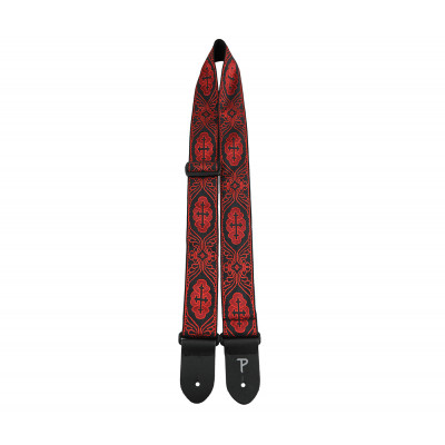 Perri's TWS-7071 - Ремень для гитары, Серия JACQUARD, Материал: жаккард, с кожаными концами, Рисунок: религиозные кресты, Цвет: красный/чёрный, Ширина Perri's TWS-7071 - Ремень для гитары, Серия JACQUARD, Материал: жаккард, с кожаными концами, Рисунок: религиозные кресты, Цвет: красный/чёрный, Ширина