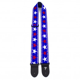 Perri's TWS-7068 - Ремень для гитары, Серия: JACQUARD, Материал: жаккард, Рисунок: красные и белые звёзды, Ширина ремня: 5 см, Длина: 99 - 147 см Perri's TWS-7068 - Ремень для гитары, Серия: JACQUARD, Материал: жаккард, Рисунок: красные и белые звёзды, Ширина ремня: 5 см, Длина: 99 - 147 см