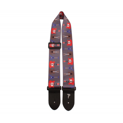 Perri's LPCP-7091 - Ремень для гитары, Серия: Polyester, Материал: полиэстер, Рисунок: электрогитары, Ширина ремня: 5 см, Длина: 99 - 147 см