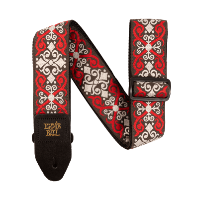 Ernie Ball 4695 - Ремень для гитары, с кожаными концами, Серия CLASSIC JACQUARD STRAPS, Материал: жаккард, Рисунок: Red Trellis, Ширина ремня: 5 см, Ernie Ball 4695 - Ремень для гитары, с кожаными концами, Серия CLASSIC JACQUARD STRAPS, Материал: жаккард, Рисунок: Red Trellis, Ширина ремня: 5 см,