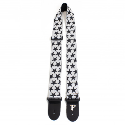 Perri's TWS-7061 - Ремень для гитары, Серия: JACQUARD, Материал: жаккард, Рисунок: чёрные звёзды на белом фоне, Ширина ремня: 5 см, Длина: 99 - 147 см Perri's TWS-7061 - Ремень для гитары, Серия: JACQUARD, Материал: жаккард, Рисунок: чёрные звёзды на белом фоне, Ширина ремня: 5 см, Длина: 99 - 147 см