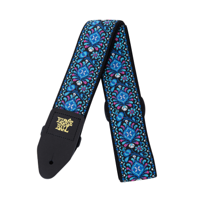 Ernie Ball 4097 Indigo Orchid Jacquard гитарный ремень, полипропилен, кожаные нашивки Ernie Ball 4097 Indigo Orchid Jacquard гитарный ремень, полипропилен, кожаные нашивки