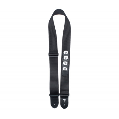 Perri's NWSHN-7114 - Ремень для гитары, Серия PICK POCKET, Материал: полиэстер, Рисунок: отсутствует, Цвет: чёрный, Ширина ремня: 5 см, Длина: 99 - 14