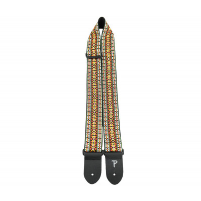 Perri's TWS-7035 - Ремень для гитары, Серия JACQUARD, Материал: жаккард, с кожаными концами, Рисунок: Hootenanny, Цвет: красный/белый/жёлтый, Ширина р Perri's TWS-7035 - Ремень для гитары, Серия JACQUARD, Материал: жаккард, с кожаными концами, Рисунок: Hootenanny, Цвет: красный/белый/жёлтый, Ширина р