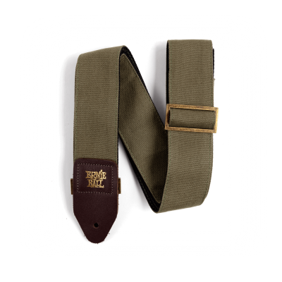 Ernie Ball 4673 ремень гитарный Olive Canvas, холщовый с кожаными концами и латунной пряжкой Ernie Ball 4673 ремень гитарный Olive Canvas, холщовый с кожаными концами и латунной пряжкой