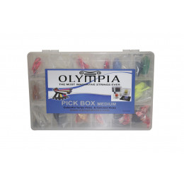 Olympia MPB медиатор. Ассорти: Разная толщина/Разные цвета/Разная форма/Лого Olympia/445шт.в коробке