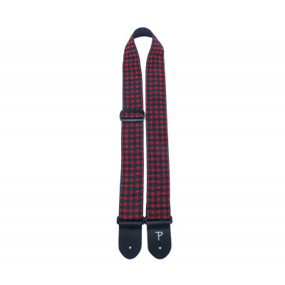 Perri's TWS-7064 - Ремень для гитары, Серия JACQUARD, Материал: жаккард, с кожаными концами, Рисунок: клетка, Цвет: красный/чёрный, Ширина ремня: 5 см Perri's TWS-7064 - Ремень для гитары, Серия JACQUARD, Материал: жаккард, с кожаными концами, Рисунок: клетка, Цвет: красный/чёрный, Ширина ремня: 5 см