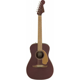 FENDER Malibu Plyr Burgundy Satin WN электроакустическая гитара, цвет бордовый