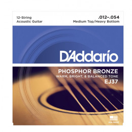 D'ADDARIO EJ37 Набор 12 струн для гитары акустической фосфор-бронза