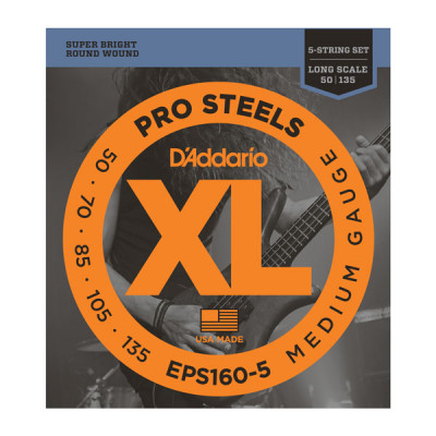 D'ADDARIO EPS160-5 Набор 5 струн для бас-гитары сталь 050-135 D'ADDARIO EPS160-5 Набор 5 струн для бас-гитары сталь 050-135