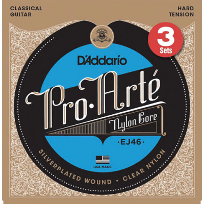 D'ADDARIO EJ46-3D Набор 6 струн для классической гитары, сильное натяжение, 0285-044, 3 комплекта D'ADDARIO EJ46-3D Набор 6 струн для классической гитары, сильное натяжение, 0285-044, 3 комплекта