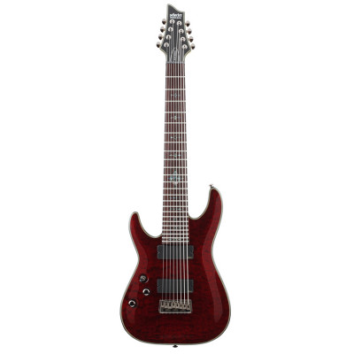 Schecter DAMIEN ELITE-8 CRED L/H Гитара электрическая, 8 струн, крепление грифа: на болтах;