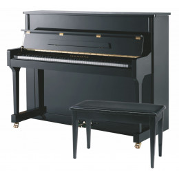 Sam Martin UP115B Пианино акустическое, 88 клавиш, высота 115мм, цвет черный, фурн. золото, банкетка