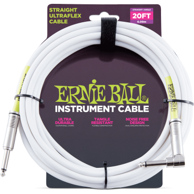 Ernie Ball 6047 кабель инструментальный, прямой - угловой джеки, 6 метров, белый Ernie Ball 6047 кабель инструментальный, прямой - угловой джеки, 6 метров, белый