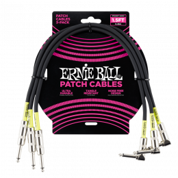 Ernie Ball 6076 набор кабелей инструментальных с угловым / прямым, 3 шт, длина 30 см, цвет чёрный