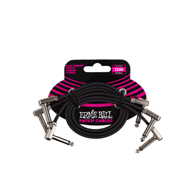Ernie Ball 6222 набор соединительных кабелей 3 шт., плоский, 30 см, угловой джек/угловой джек, чёрный Ernie Ball 6222 набор соединительных кабелей 3 шт., плоский, 30 см, угловой джек/угловой джек, чёрный