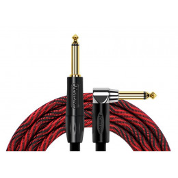 Kirlin IWB-202BFGL 6M WBR - кабель инструментальный, Разъемы: 1/4" прямой моноджек - 1/4" угловой моноджек, позолоченные, Материал проводника: медь, Д