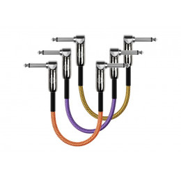 Kirlin IWC3B-203PN 0.15M 3 - кабель соединительный (3 шт.), Разъемы: 1/4" угловой моноджек - 1/4" угловой моноджек, никелированные, Материал проводник