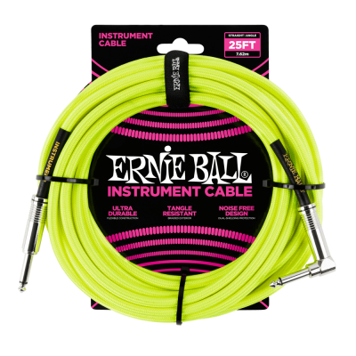 Ernie Ball 6057 кабель инструментальный 7,62 м, прямой / угловой джеки, цвет - неоновый желтый. Ernie Ball 6057 кабель инструментальный 7,62 м, прямой / угловой джеки, цвет - неоновый желтый.