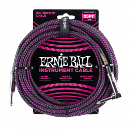 Ernie Ball 6068 кабель инструментальный, прямой / угловой джеки, 7,62м, цвет чёрный с пурпурным