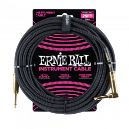 Ernie Ball 6058 кабель инструментальный, прямой / угловой джеки, длина 7,62м, цвет чёрный.