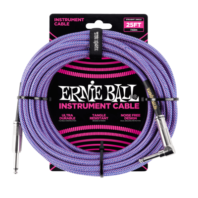 Ernie Ball 6069 кабель инструментальный, прямой / угловой джеки, 7,62м, цвет пурпурный