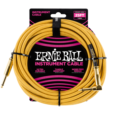 Ernie Ball 6070 кабель инструментальный, прямой / угловой джеки, 7,62м, цвет золотой Ernie Ball 6070 кабель инструментальный, прямой / угловой джеки, 7,62м, цвет золотой