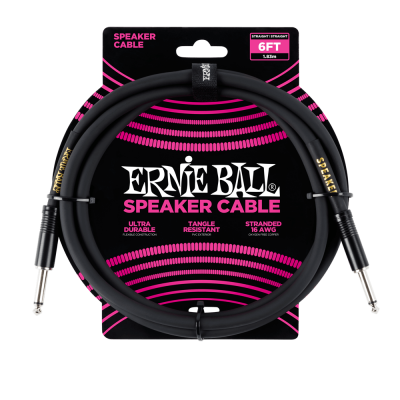 Ernie Ball 6072 кабель колоночный, джек - джек, 1,8 м, чёрный