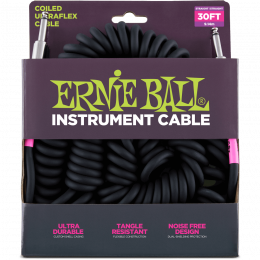 Ernie Ball 6044 кабель инструментальный, витой с прямыми джеками, 9 метров, черный