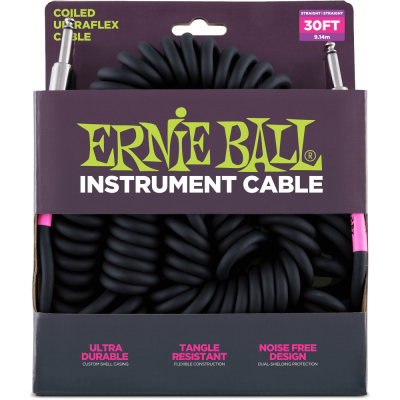 Ernie Ball 6044 кабель инструментальный, витой с прямыми джеками, 9 метров, черный Ernie Ball 6044 кабель инструментальный, витой с прямыми джеками, 9 метров, черный