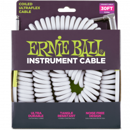 Ernie Ball 6045 кабель инструментальный, витой, прямой - угловой джеки, 9 метров, белый Ernie Ball 6045 кабель инструментальный, витой, прямой - угловой джеки, 9 метров, белый