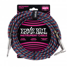 Ernie Ball 6063 кабель инструментальный, прямой / угловой джеки, 7,62м, цвет красный с белым и синим Ernie Ball 6063 кабель инструментальный, прямой / угловой джеки, 7,62м, цвет красный с белым и синим