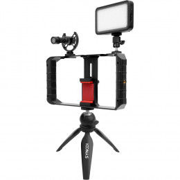Synco Vlogger Kit 1 набор для влогеров, микрофон, кабель для телефона/камеры, ветрозащита, шокмаунт, подсветка, стойка, рамка для смартфона