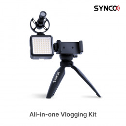 Synco Vlogger Kit 2 набор для влогеров, микрофон, кабель для телефона, ветрозащита, шокмаунт, подсветка, мини-стойка, держатель для смартфона