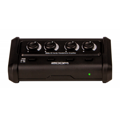 Zoom ZHA-4 - усилитель - распределитель для наушников, Вход: 3,5 мм миниджек, Выход: 3,5 мм миниджек x 4, Питание: Батарейки АА x 2 шт или от порта US
