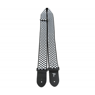Perri's TWS-6547 - Ремень для гитары, Серия JACQUARD, Материал: жаккард, с кожаными концами, Рисунок: чёрно-белая клетка, Цвет: чёрно-белая клетка, Ши Perri's TWS-6547 - Ремень для гитары, Серия JACQUARD, Материал: жаккард, с кожаными концами, Рисунок: чёрно-белая клетка, Цвет: чёрно-белая клетка, Ши