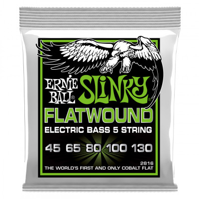 Струны для 5 струнной бас-гитары ERNIE BALL 2816 Flatwound Slinky Regular 45-130 Струны для 5 струнной бас-гитары ERNIE BALL 2816 Flatwound Slinky Regular 45-130