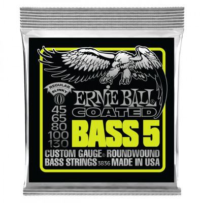 Струны для 5 струнной бас-гитары ERNIE BALL 3836 Coated Slinky 45-130 Струны для 5 струнной бас-гитары ERNIE BALL 3836 Coated Slinky 45-130