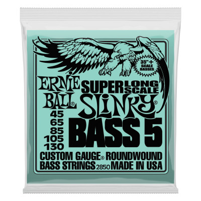 Струны для 5 струнной бас-гитары ERNIE BALL 2850 Nickel Wound Super Long Scale Slinky 45-130 Струны для 5 струнной бас-гитары ERNIE BALL 2850 Nickel Wound Super Long Scale Slinky 45-130