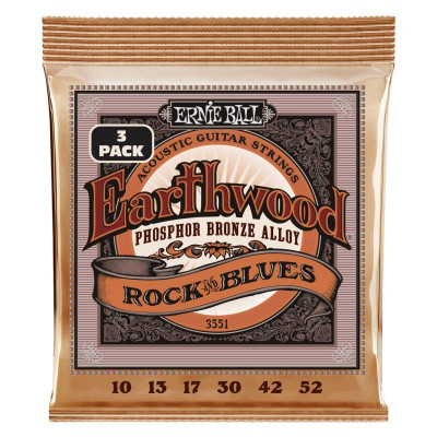 Струны для акустической гитары ERNIE BALL 3551 Earthwood Phosphor Bronze RandB 3 Pack 10-52
