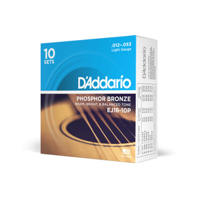 Струны для акустической гитары D'ADDARIO EJ16 -10P