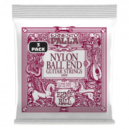 Струны для акустической гитары ERNIE BALL 3409 Ernesto Palla Black and Gold Ball End Nylon 3 Pack