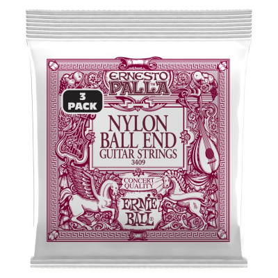 Струны для акустической гитары ERNIE BALL 3409 Ernesto Palla Black and Gold Ball End Nylon 3 Pack