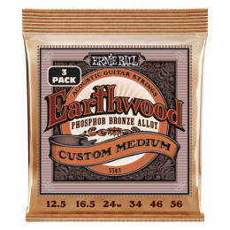 Струны для акустической гитары ERNIE BALL 3543 Earthwood Phosphor Bronze Custom Medium 3 Pack 12.5-56