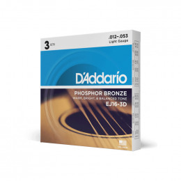 Струны для акустической гитары D'ADDARIO EJ16 -3D Струны для акустической гитары D'ADDARIO EJ16 -3D